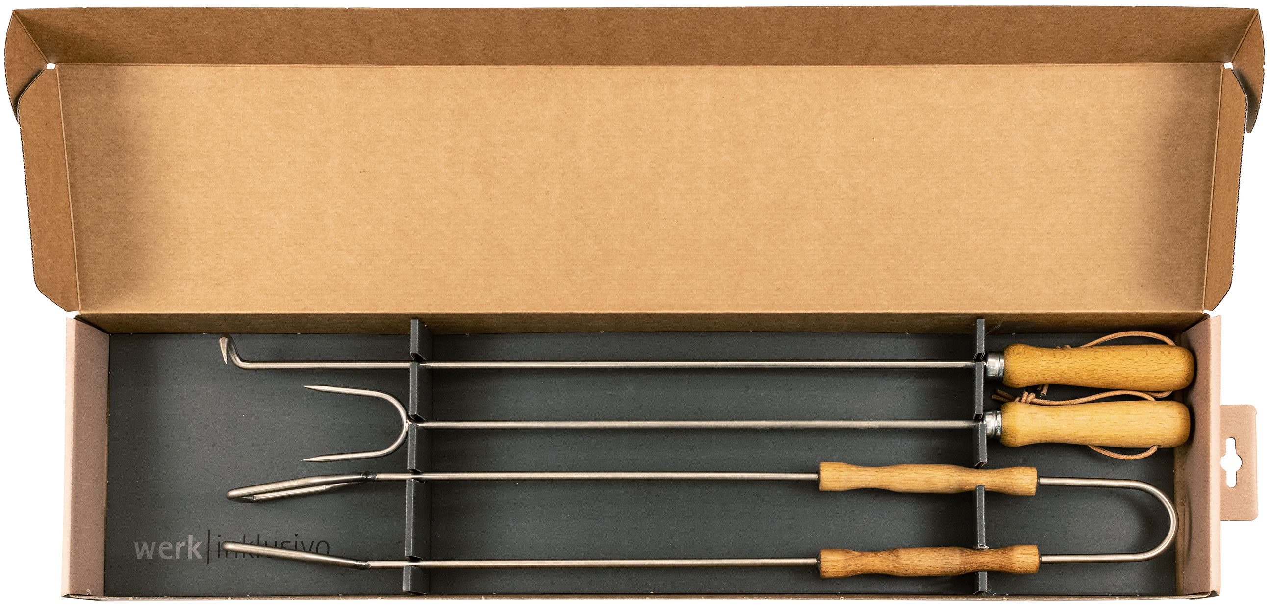 Grill-Set: Zange, Gabel, Wendehaken